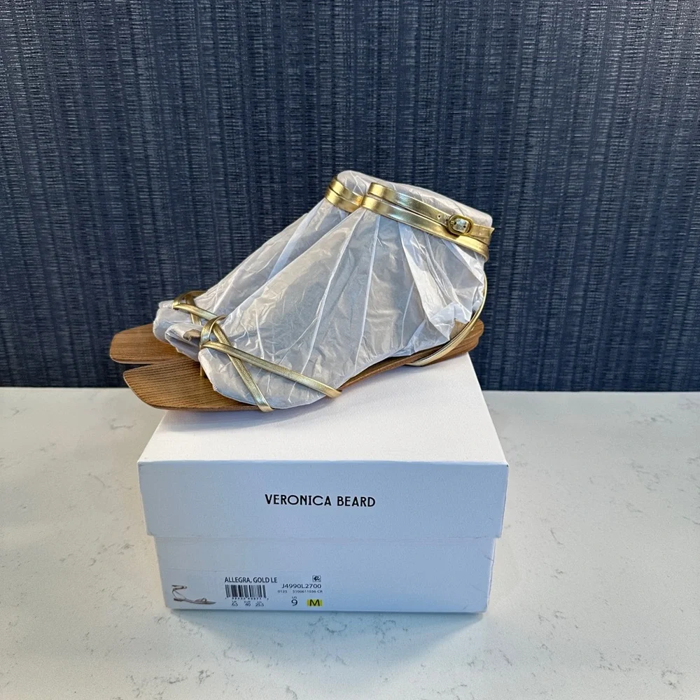 NIB Veronica Beard Allegra Sandal, light gold, size 9 - Picture 7 of 11